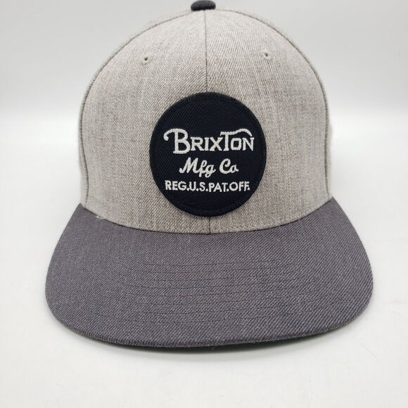 BRIXTON Mfg Co Hat Cap Grey Gray Adjustable Snapback Logo Patch Trucker Casual - Picture 1 of 11